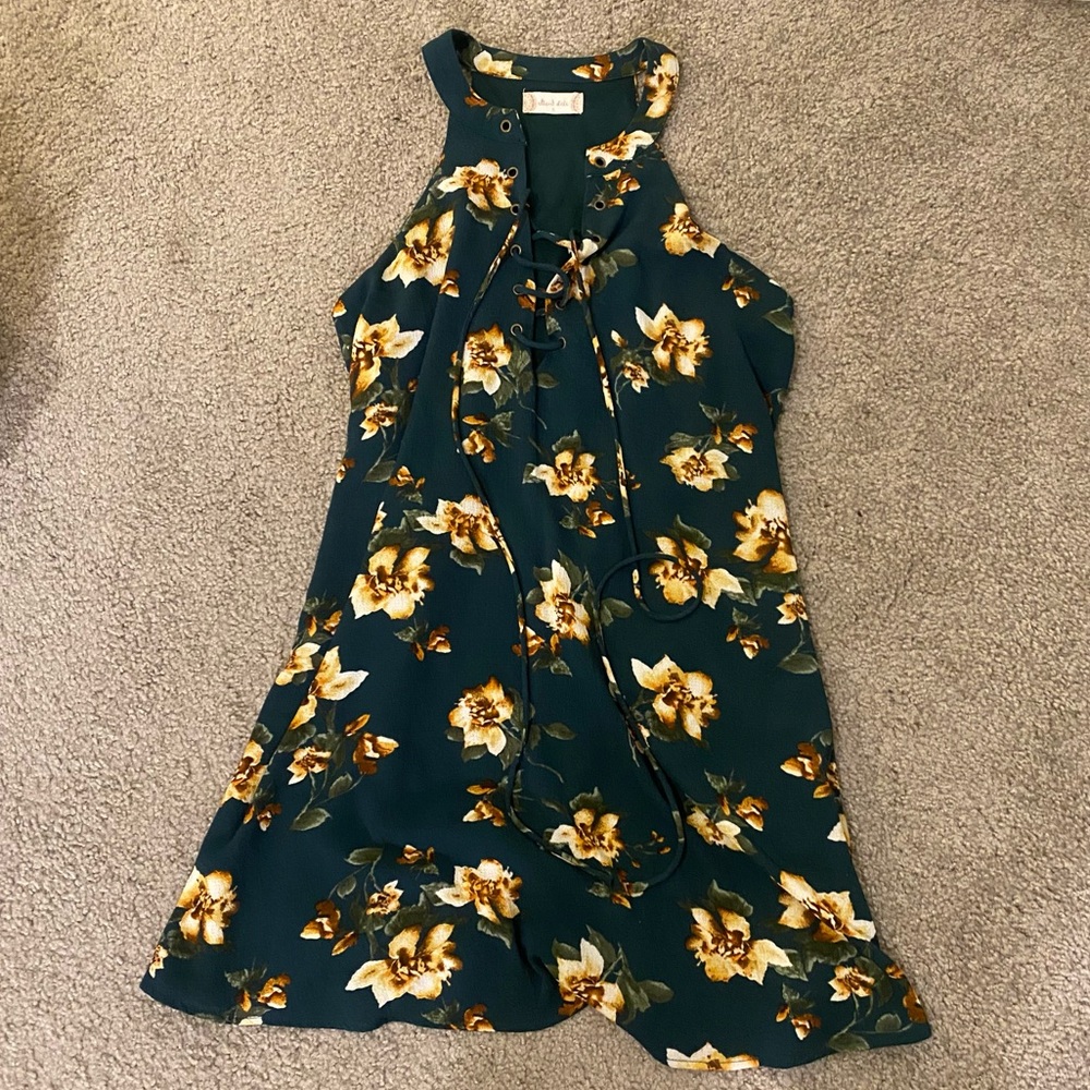 Emerald green floral dress